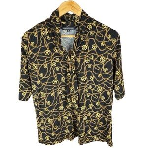Adrienne Vittadini Black and Gold Blouse